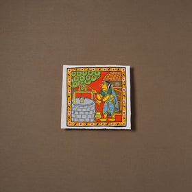 Handpainted Cheriyal Scroll Painting by Dhanalakota Sai Kiran (8 x 8 in) 56