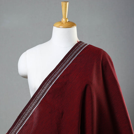 Maroon - Dharwad Cotton Fabric with Thread Border 03