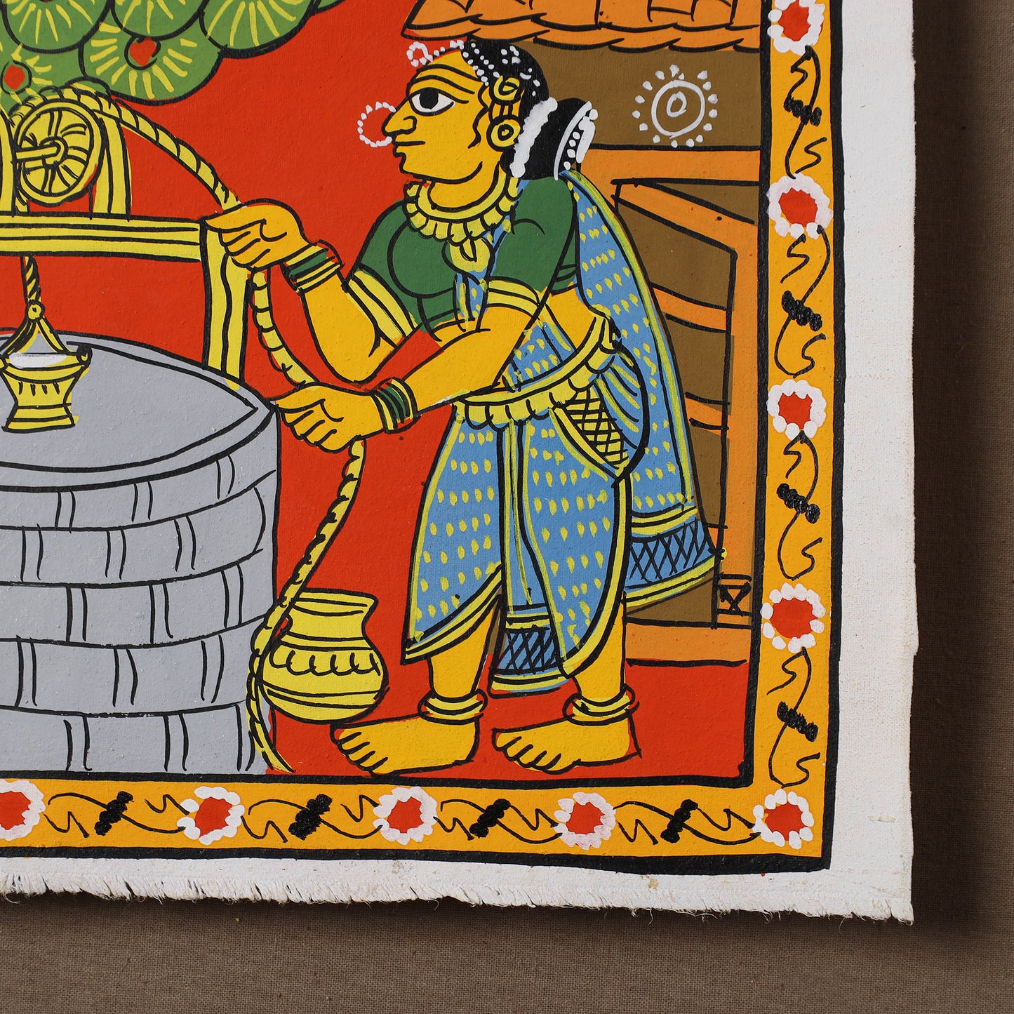 Handpainted Cheriyal Scroll Painting by Dhanalakota Sai Kiran (8 x 8 in) 56