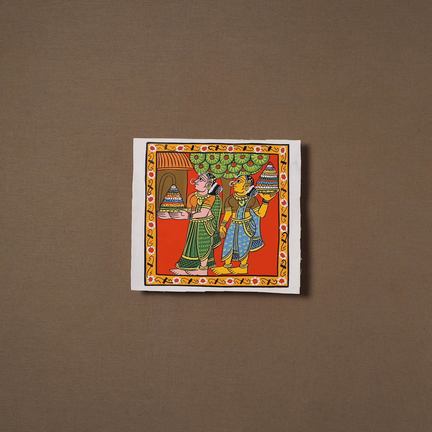 Handpainted Cheriyal Scroll Painting by Dhanalakota Sai Kiran (8 x 8 in) 57