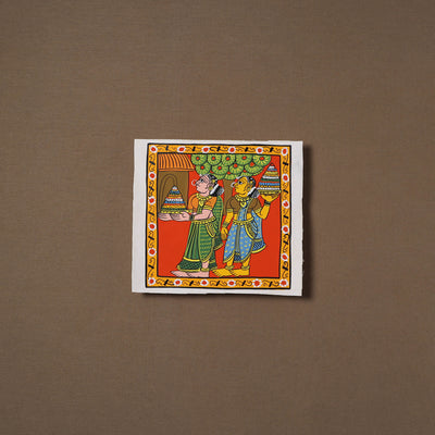 Handpainted Cheriyal Scroll Painting by Dhanalakota Sai Kiran (8 x 8 in) 57
