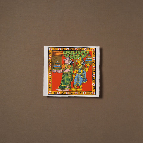 Handpainted Cheriyal Scroll Painting by Dhanalakota Sai Kiran (8 x 8 in) 57