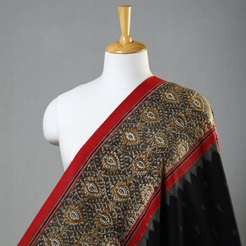 Black - Pochampally Ikat Fabric with Kalamkari Border 25