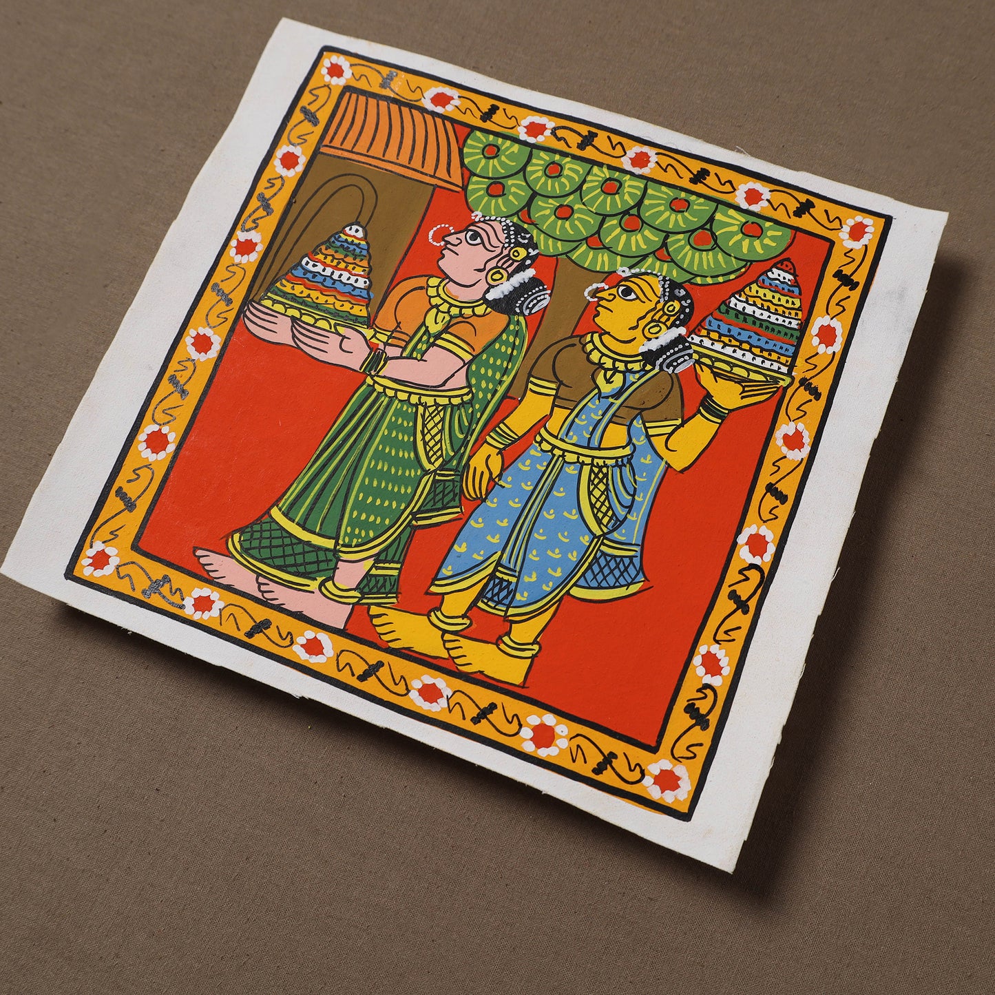 Handpainted Cheriyal Scroll Painting by Dhanalakota Sai Kiran (8 x 8 in) 57