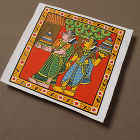 Handpainted Cheriyal Scroll Painting by Dhanalakota Sai Kiran (8 x 8 in) 57