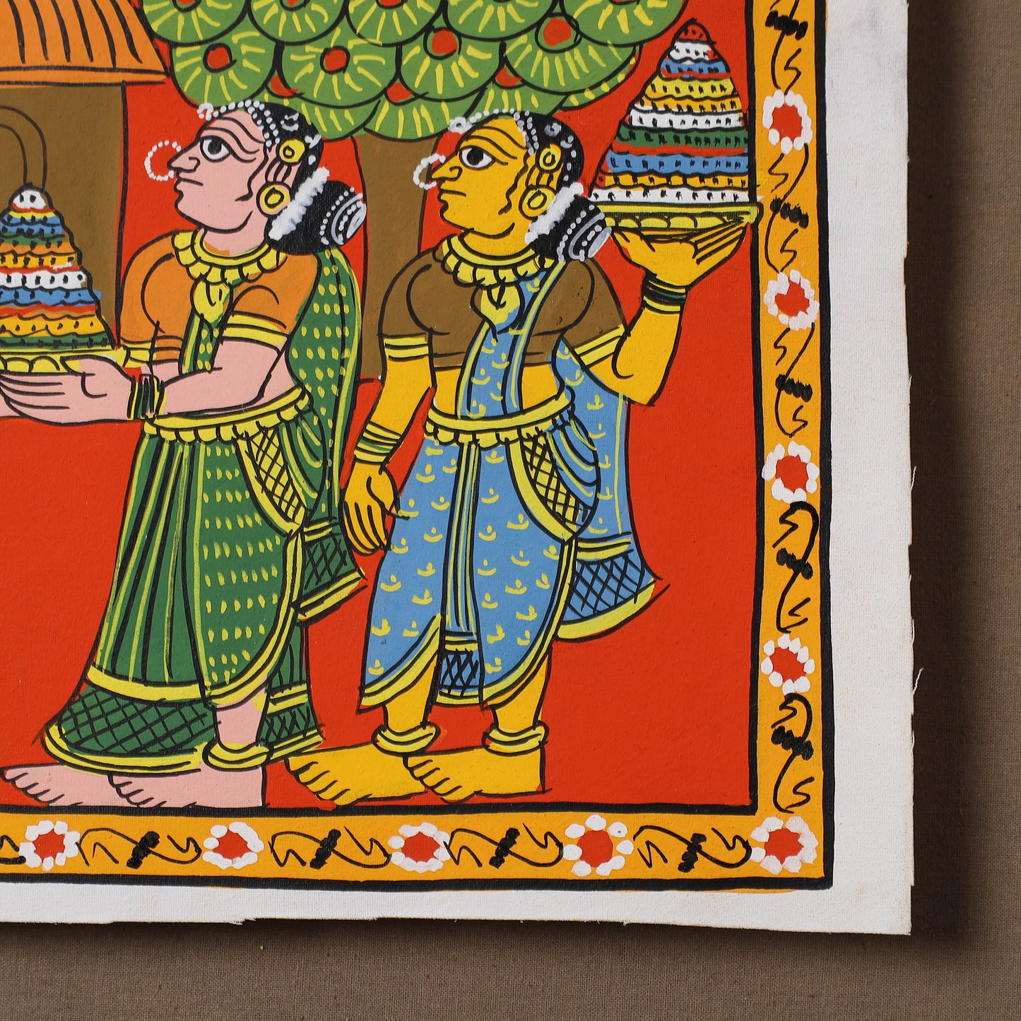 Handpainted Cheriyal Scroll Painting by Dhanalakota Sai Kiran (8 x 8 in) 57