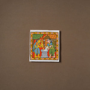 Handpainted Cheriyal Scroll Painting by Dhanalakota Sai Kiran (8 x 8 in) 58