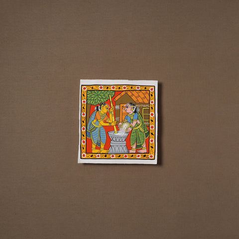 Handpainted Cheriyal Scroll Painting by Dhanalakota Sai Kiran (8 x 8 in) 58