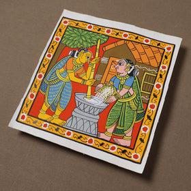 Handpainted Cheriyal Scroll Painting by Dhanalakota Sai Kiran (8 x 8 in) 58