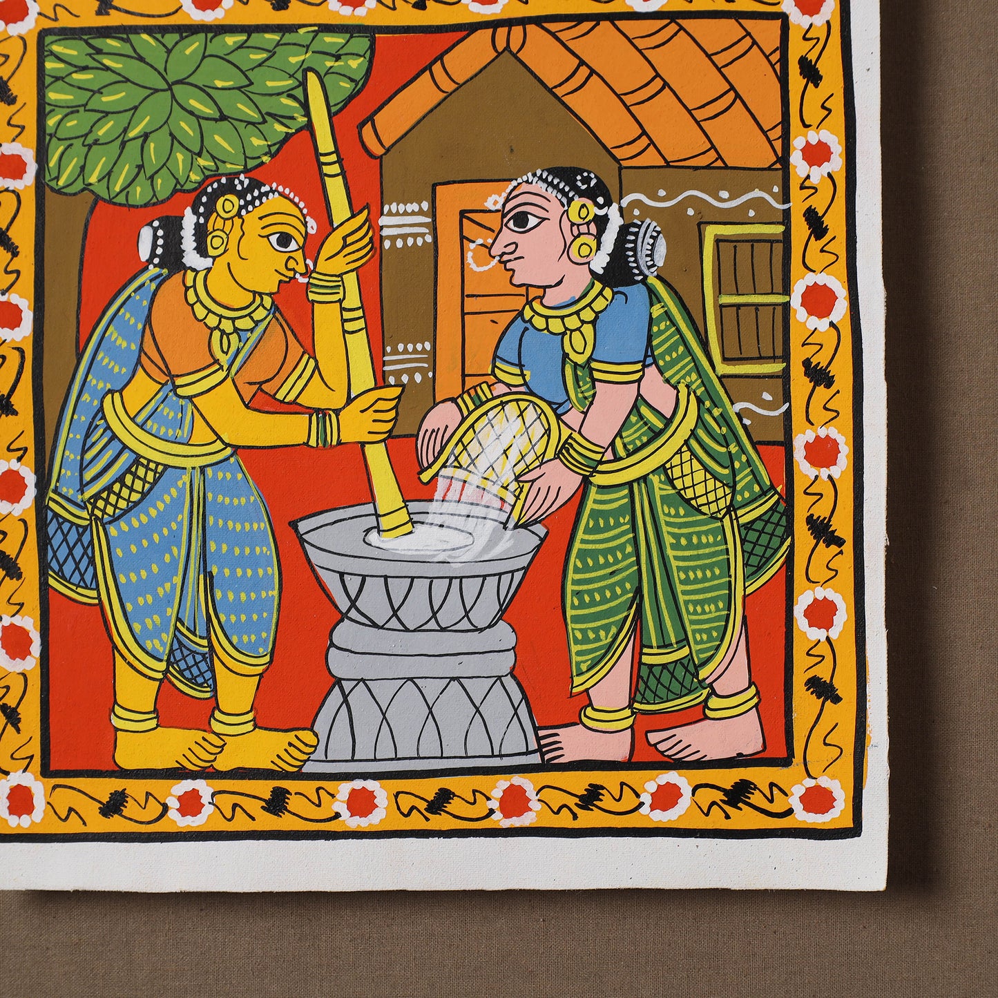 Handpainted Cheriyal Scroll Painting by Dhanalakota Sai Kiran (8 x 8 in) 58