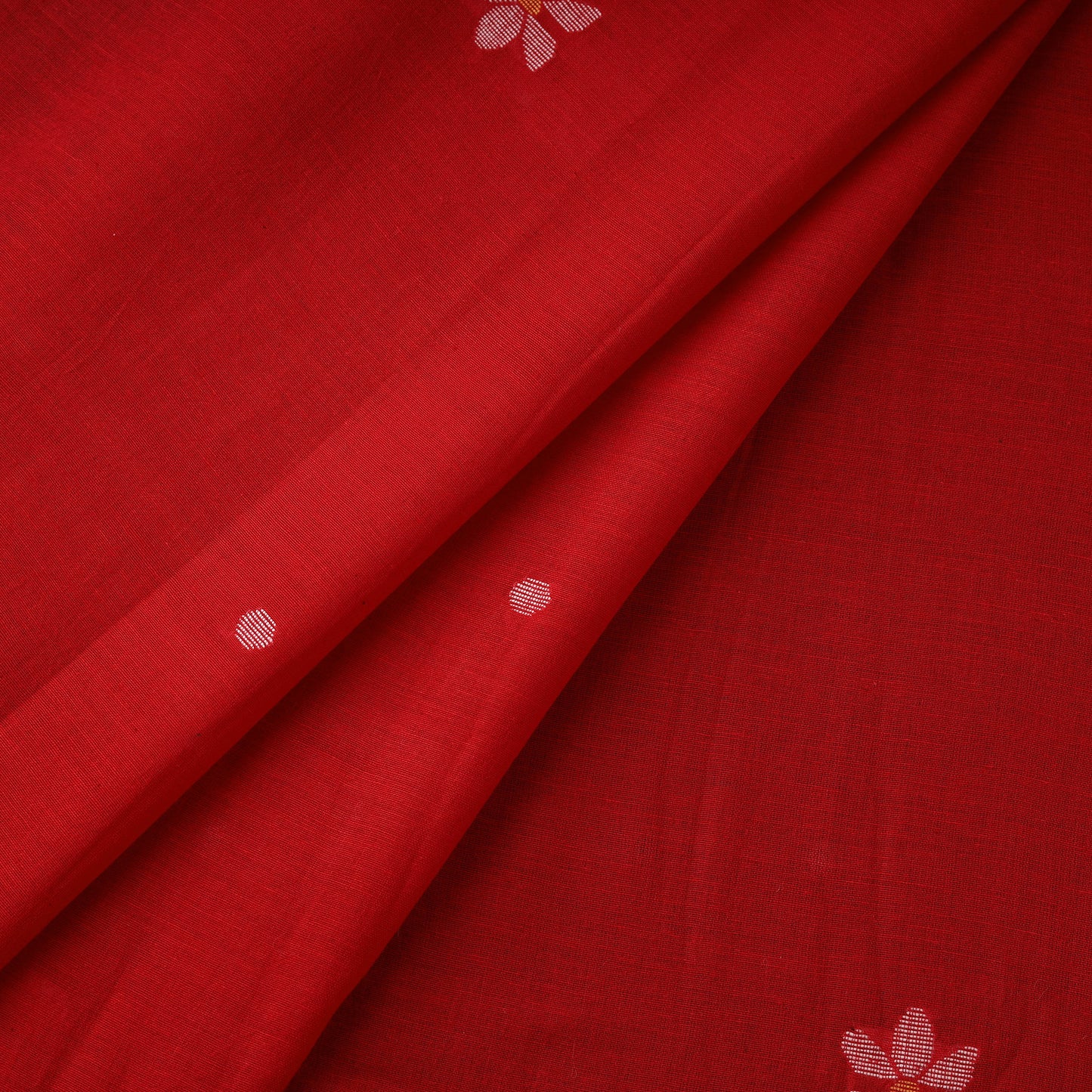 Red - Phulia Jamdani Buti Pure Handloom Cotton Fabric (Count 92/92) 30