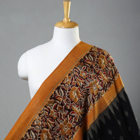 Black - Pochampally Ikat Fabric with Kalamkari Border 19