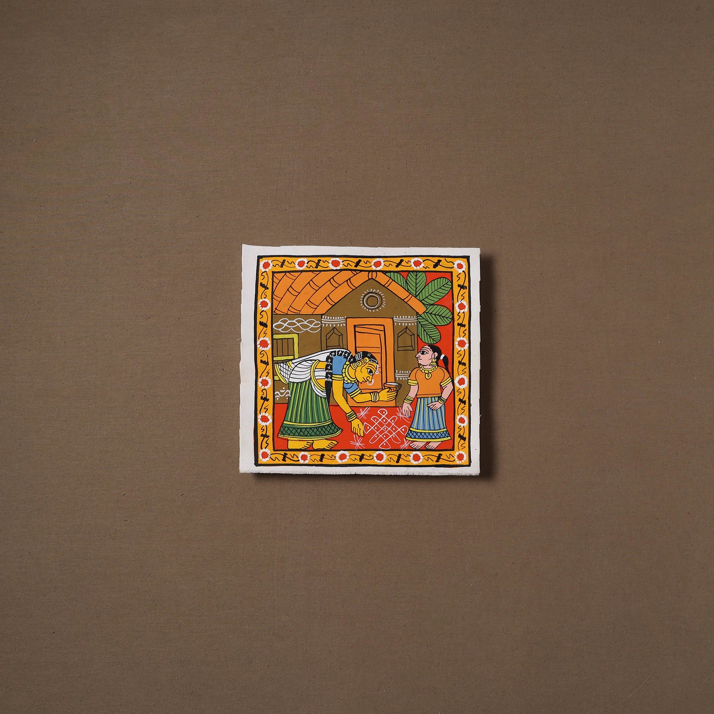 Handpainted Cheriyal Scroll Painting by Dhanalakota Sai Kiran (8 x 8 in) 59