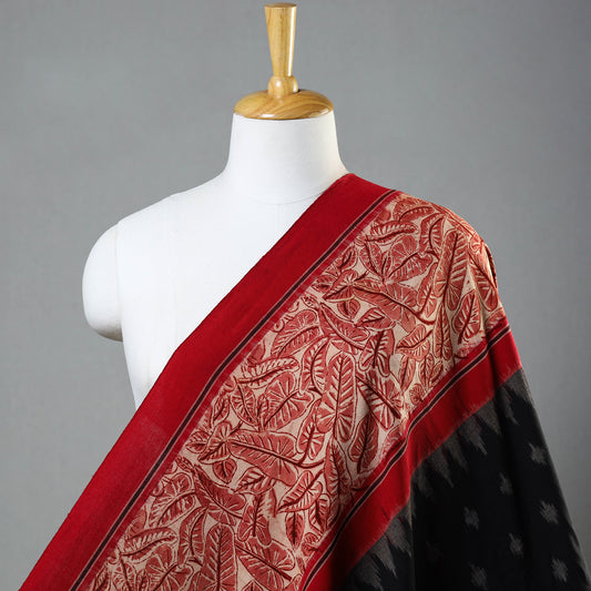 Black - Pochampally Ikat Fabric with Kalamkari Border 18