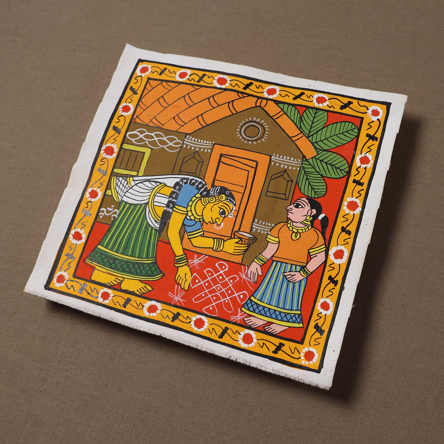 Handpainted Cheriyal Scroll Painting by Dhanalakota Sai Kiran (8 x 8 in) 59