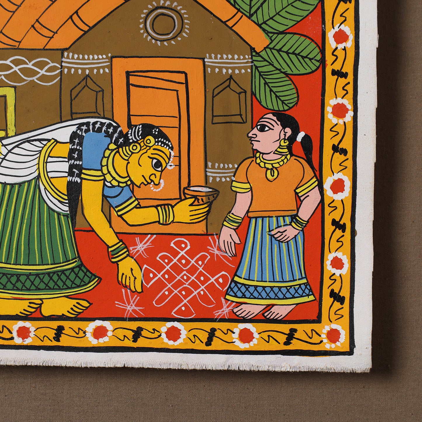 Handpainted Cheriyal Scroll Painting by Dhanalakota Sai Kiran (8 x 8 in) 59