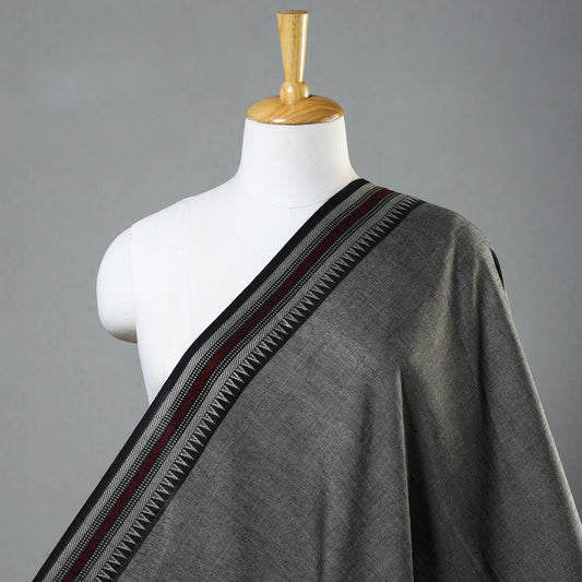 Grey - Dharwad Cotton Fabric with Thread Border 15