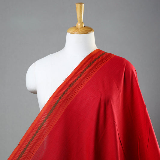 Red - Dharwad Cotton Fabric with Thread Border 14