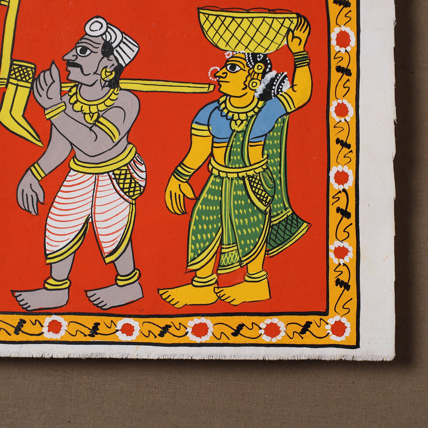 Handpainted Cheriyal Scroll Painting by Dhanalakota Sai Kiran (8 x 8 in) 60