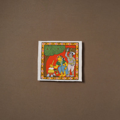 Handpainted Cheriyal Scroll Painting by Dhanalakota Sai Kiran (8 x 8 in) 61
