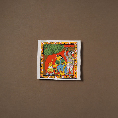 Handpainted Cheriyal Scroll Painting by Dhanalakota Sai Kiran (8 x 8 in) 61
