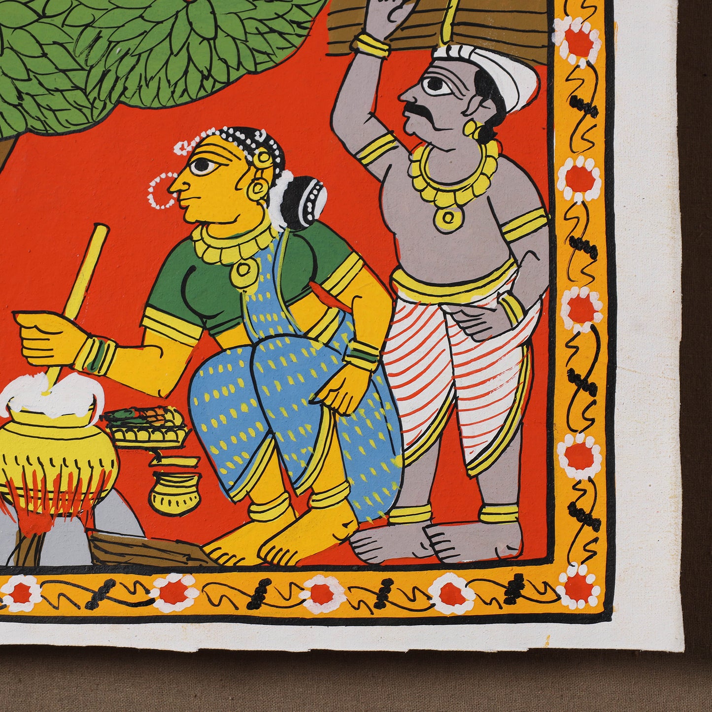 Handpainted Cheriyal Scroll Painting by Dhanalakota Sai Kiran (8 x 8 in) 61