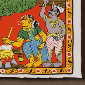 Handpainted Cheriyal Scroll Painting by Dhanalakota Sai Kiran (8 x 8 in) 61