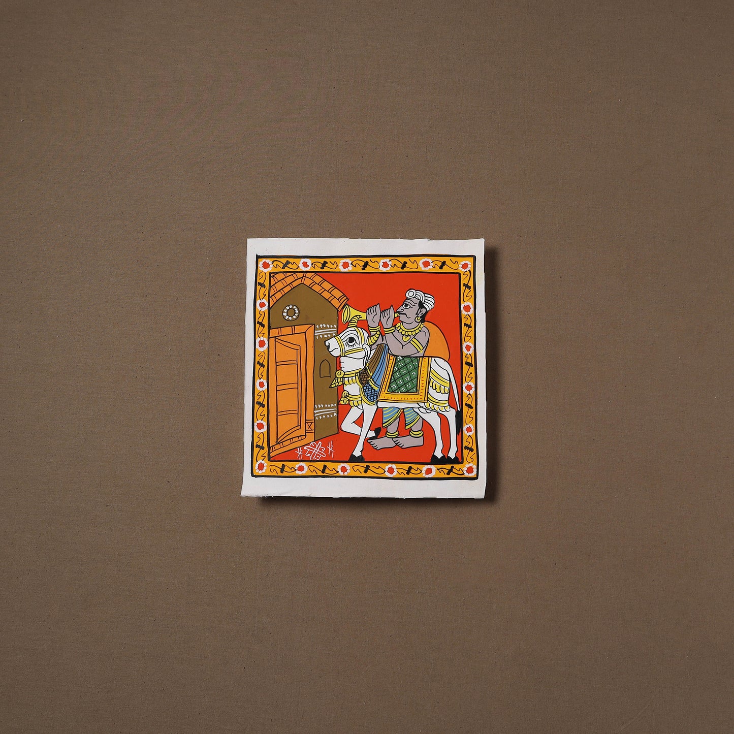 Handpainted Cheriyal Scroll Painting by Dhanalakota Sai Kiran (8 x 8 in) 62