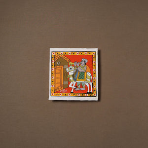 Handpainted Cheriyal Scroll Painting by Dhanalakota Sai Kiran (8 x 8 in) 62
