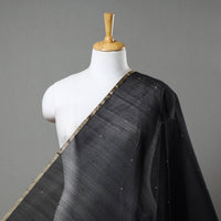 Black - Traditional Handloom Chanderi Silk Cotton Fabric 01