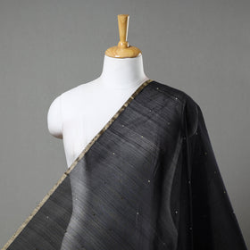  Black Traditional Handloom Chanderi Silk Cotton Fabric