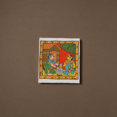 Handpainted Cheriyal Scroll Painting by Dhanalakota Sai Kiran (8 x 8 in) 63