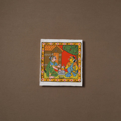 Handpainted Cheriyal Scroll Painting by Dhanalakota Sai Kiran (8 x 8 in) 63