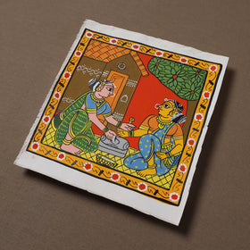 Handpainted Cheriyal Scroll Painting by Dhanalakota Sai Kiran (8 x 8 in) 63