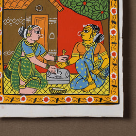 Handpainted Cheriyal Scroll Painting by Dhanalakota Sai Kiran (8 x 8 in) 63