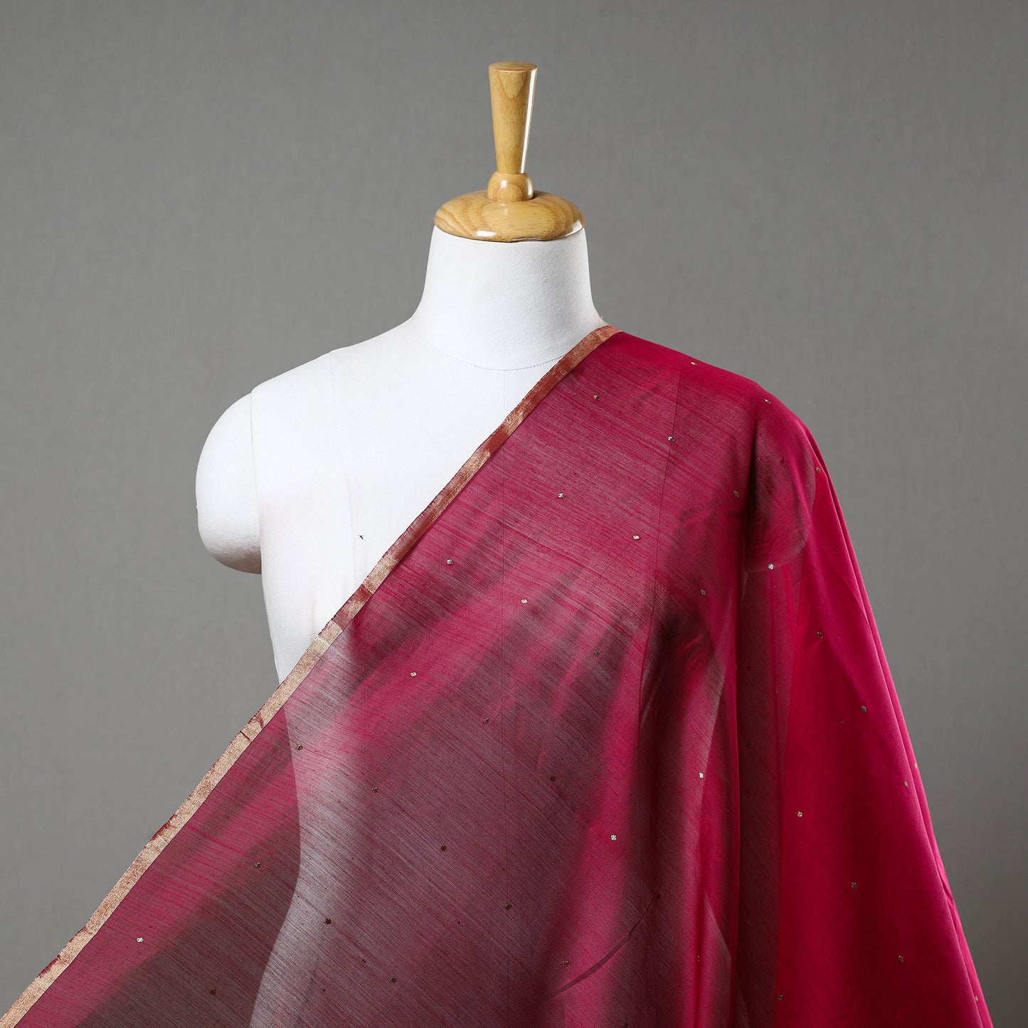 Pink - Traditional Handloom Chanderi Silk Cotton Fabric 03