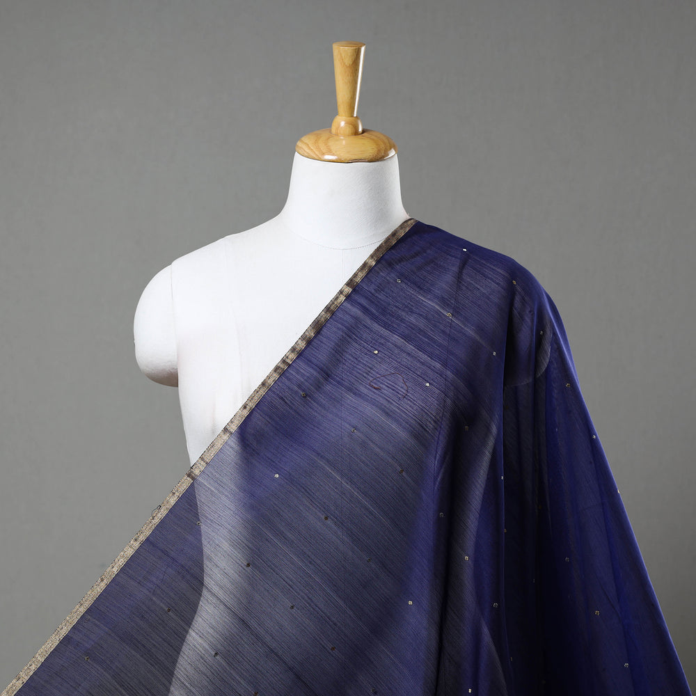 Blue - Traditional Handloom Chanderi Silk Cotton Fabric 04