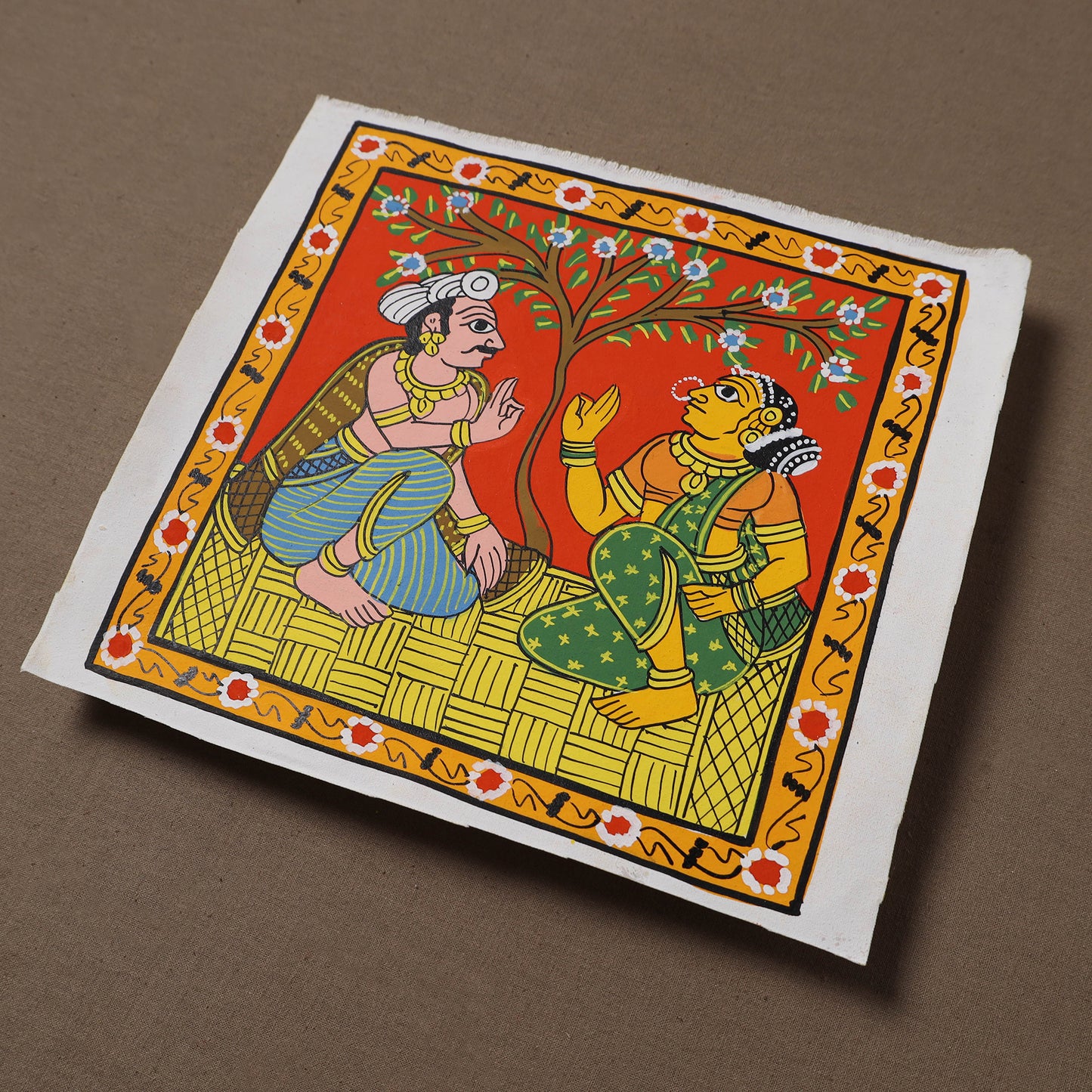 Handpainted Cheriyal Scroll Painting by Dhanalakota Sai Kiran (8 x 8 in) 64