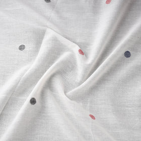 White - Phulia Jamdani Polka Dot Buti Pure Handloom Cotton Fabric (Count 84/92) 27