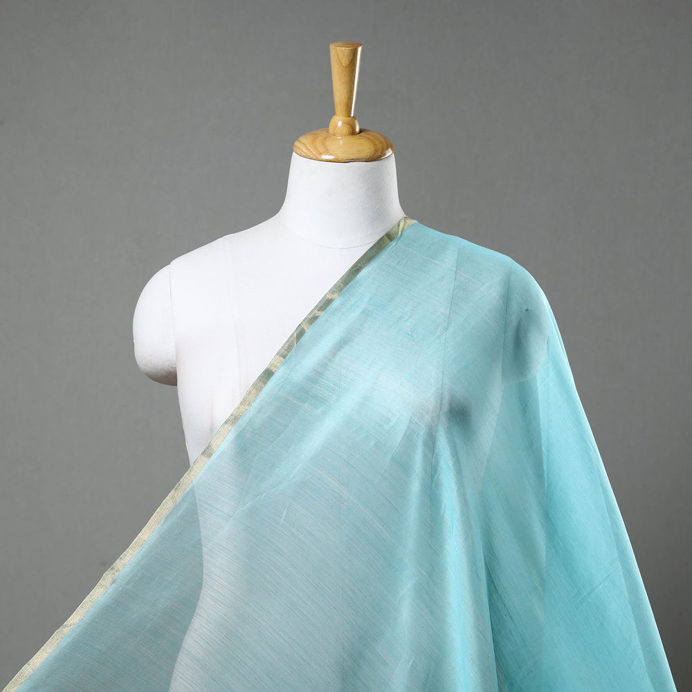 Blue - Traditional Handloom Chanderi Silk Cotton Fabric 07