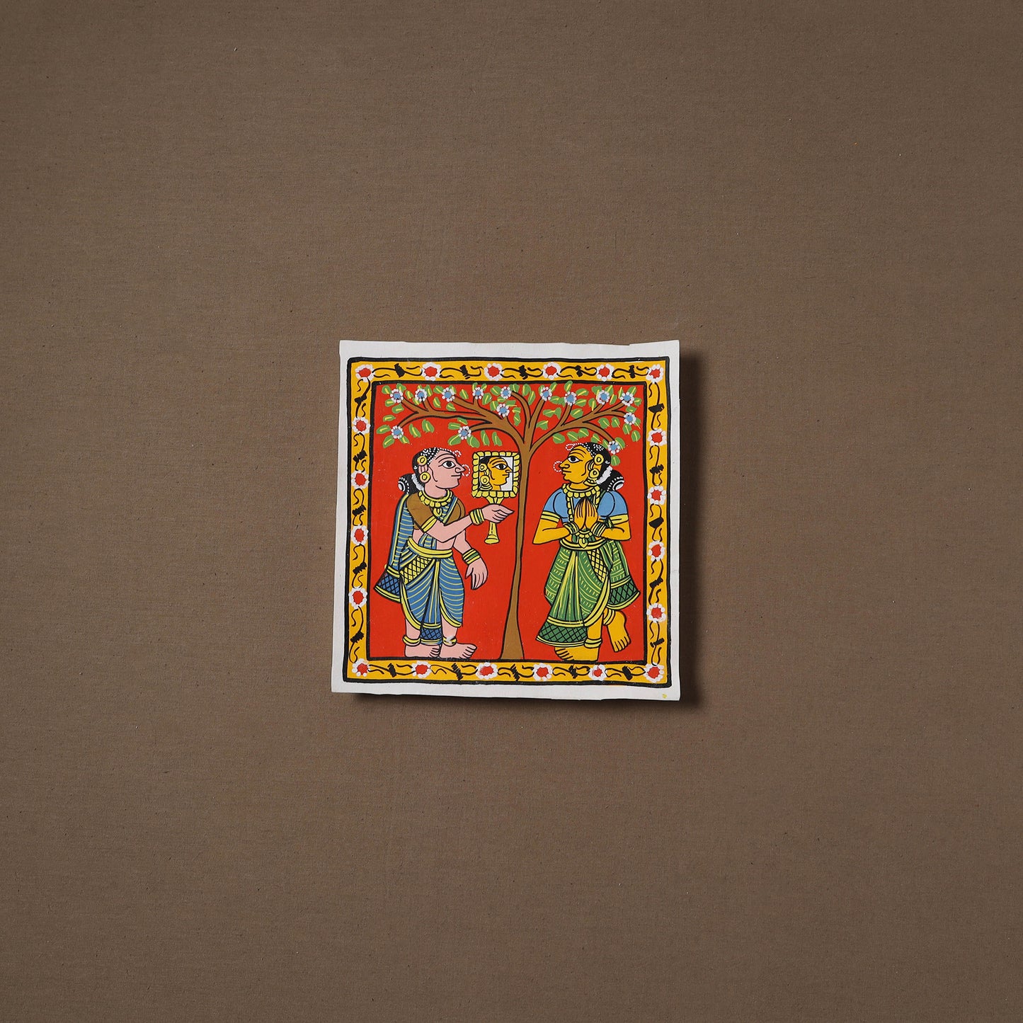 Handpainted Cheriyal Scroll Painting by Dhanalakota Sai Kiran (8 x 8 in) 65