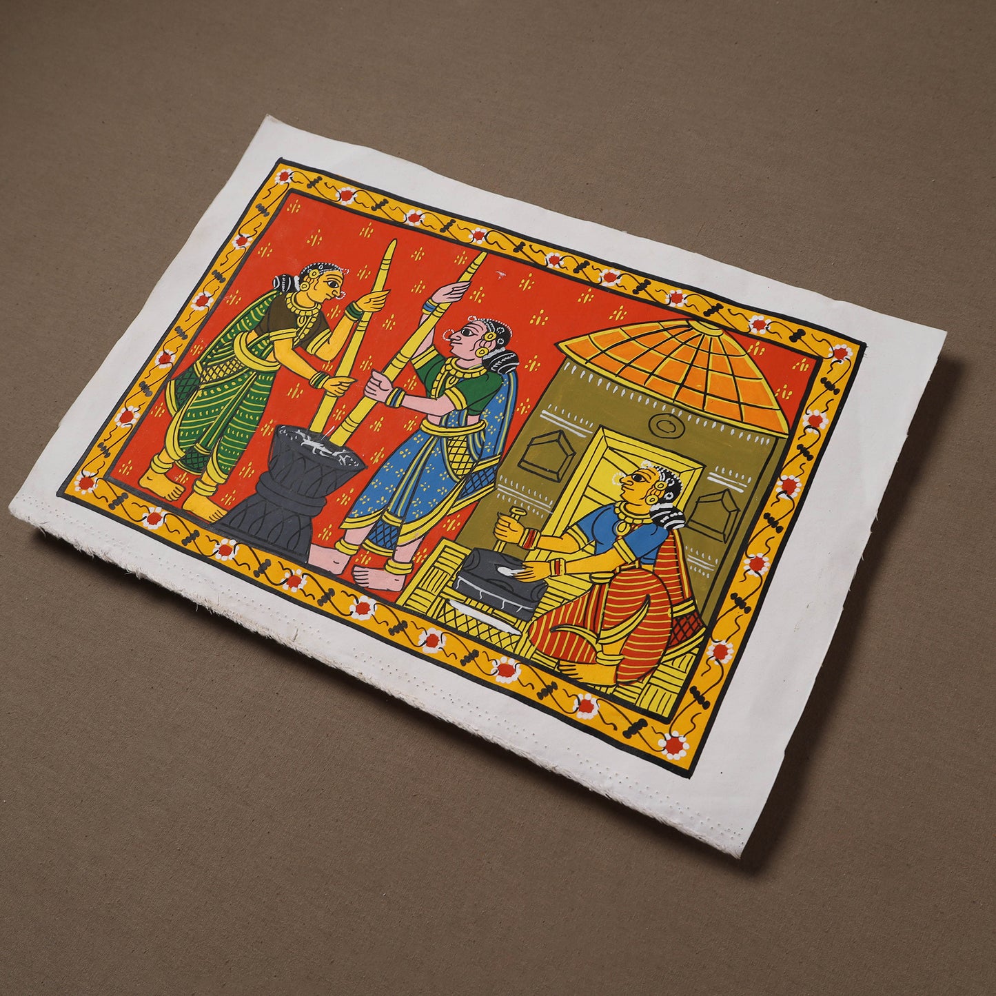 Handpainted Cheriyal Scroll Painting by Dhanalakota Sai Kiran (10 x 15 in) 01