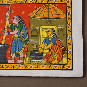 Handpainted Cheriyal Scroll Painting by Dhanalakota Sai Kiran (10 x 15 in) 01