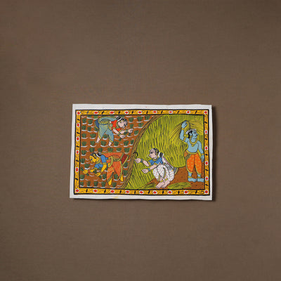 Handpainted Cheriyal Scroll Painting by Dhanalakota Sai Kiran (10 x 15 in) 02