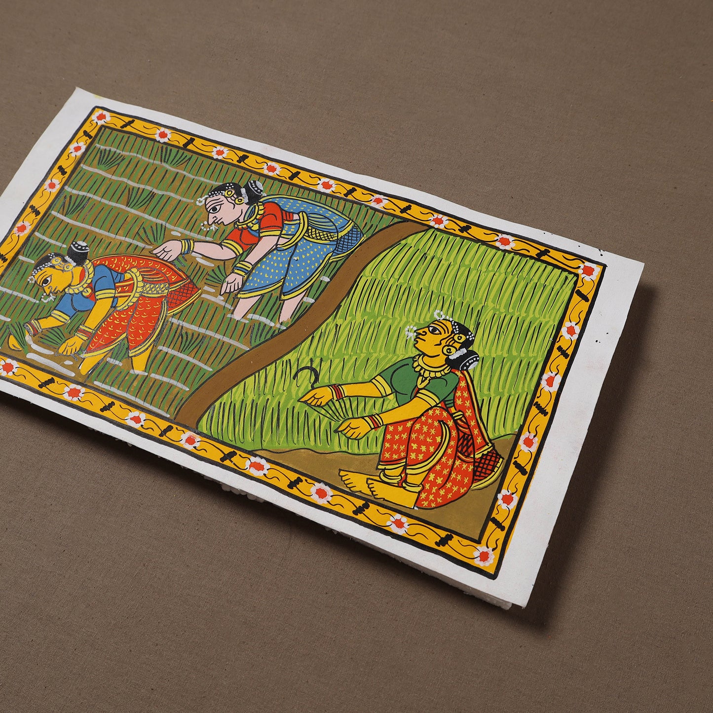 Handpainted Cheriyal Scroll Painting by Dhanalakota Sai Kiran (8 x 14 in) 06