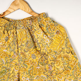 Yellow - sanganeri printed cotton unisex boxer/shorts