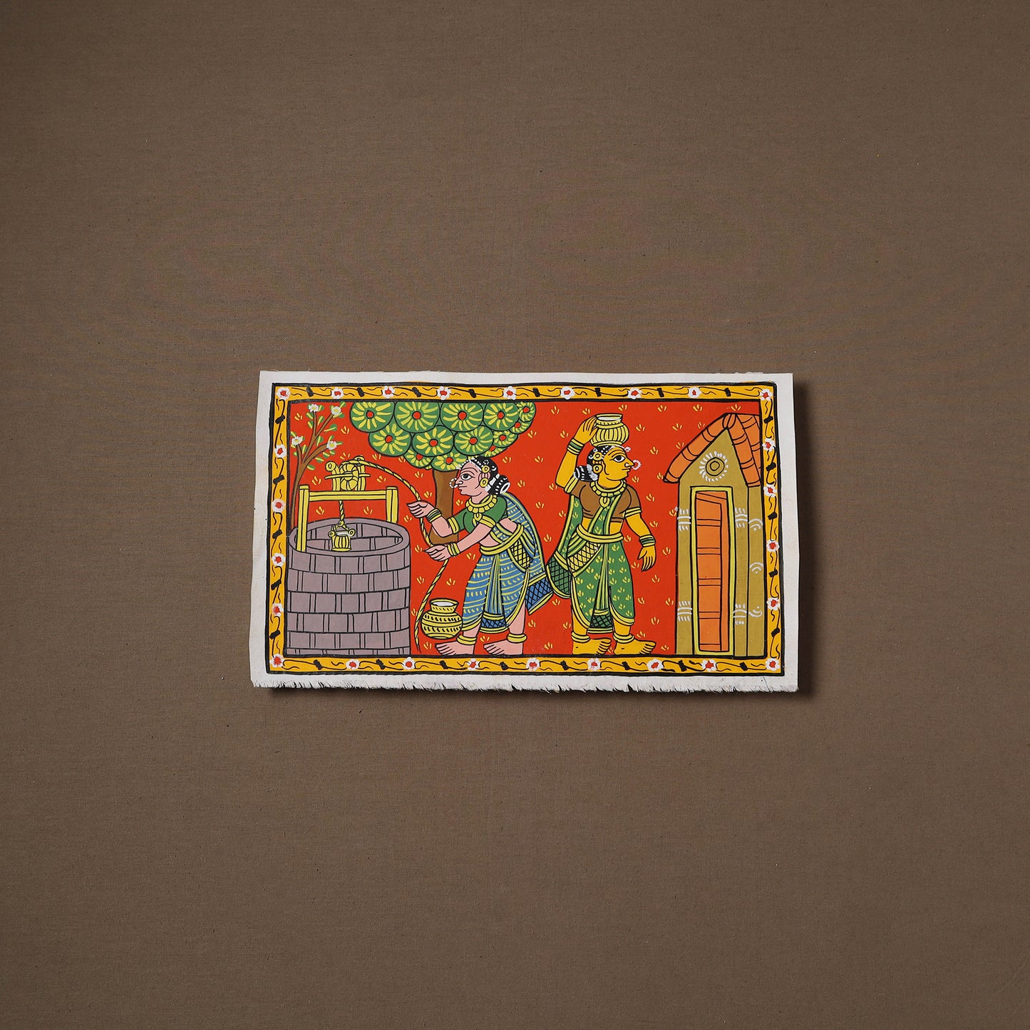 Handpainted Cheriyal Scroll Painting by Dhanalakota Sai Kiran (8 x 14 in) 08