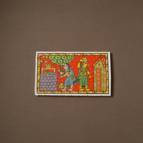 Handpainted Cheriyal Scroll Painting by Dhanalakota Sai Kiran (8 x 14 in) 08