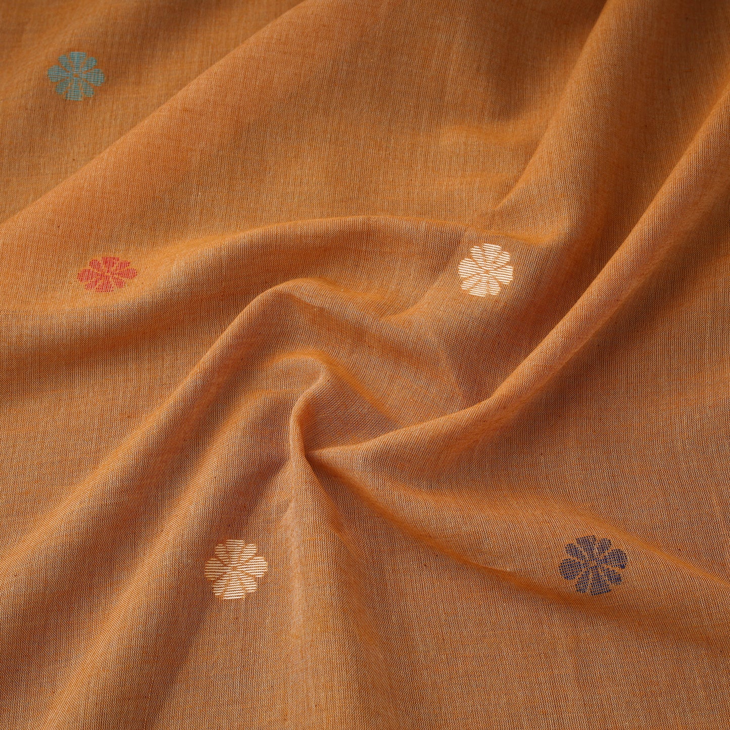Orange - Phulia Jamdani Buti Pure Handloom Cotton Fabric (Count 84/92) 22