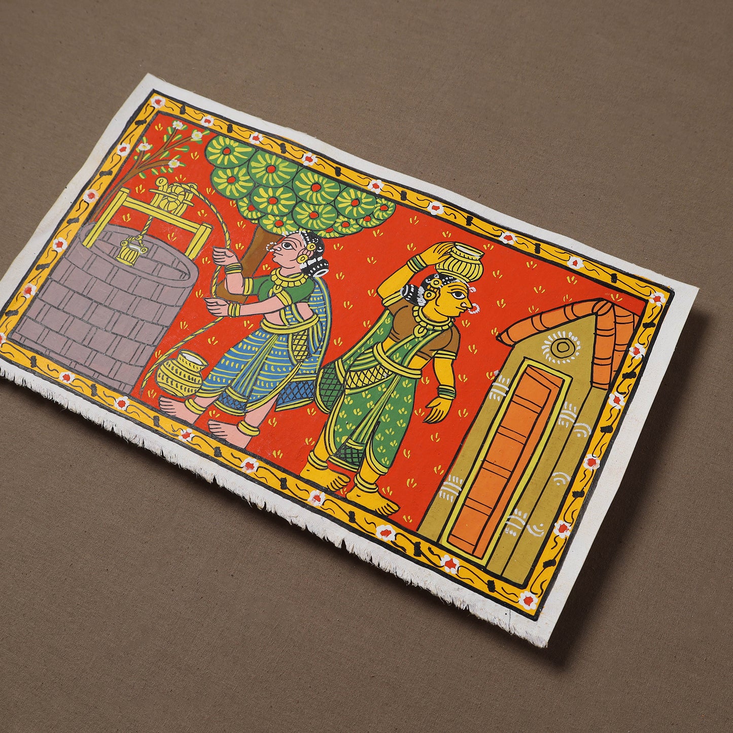 Handpainted Cheriyal Scroll Painting by Dhanalakota Sai Kiran (8 x 14 in) 08